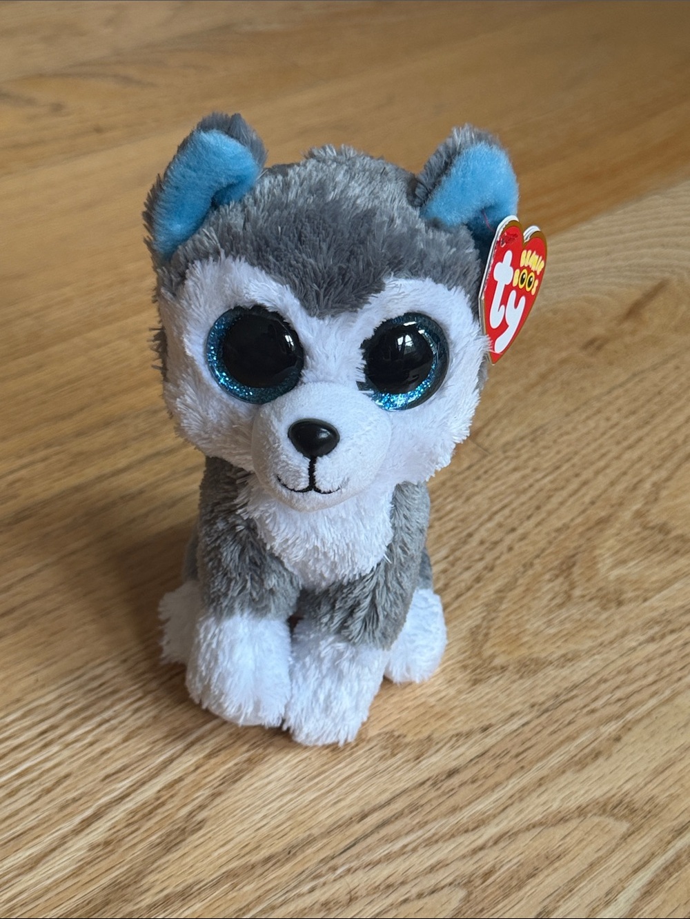 Ty Beanie Boos Slush the Husky Plush Blue Glitter Eyes NWT